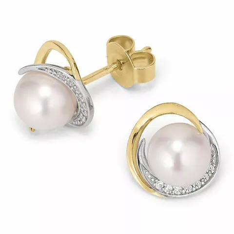 helmikorvakorut  9 karaatin kultaa ja valkokult kanssa 