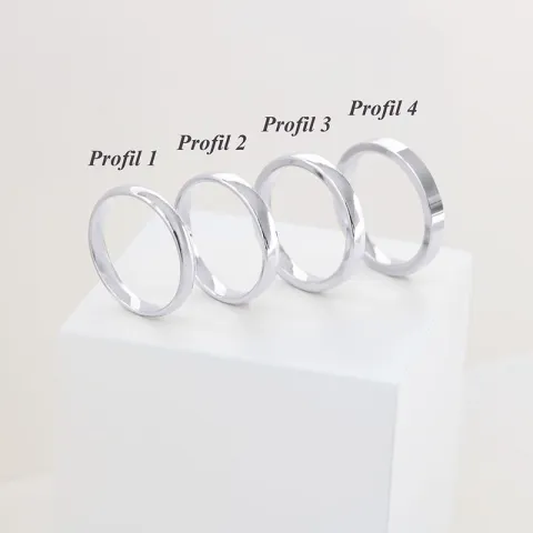 3 mm vihkisormusta 14 karaatin valkokultaa 0,02 ct - setit