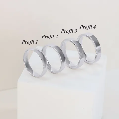 5 ja 4 mm vihkisormusta 9 karaatin valkokultaa 0,03 ct - setit
