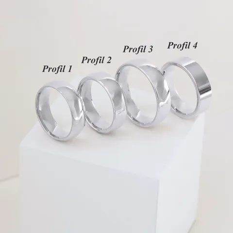 6 ja 3 mm vihkisormusta 9 karaatin valkokultaa 0,02 ct - setit