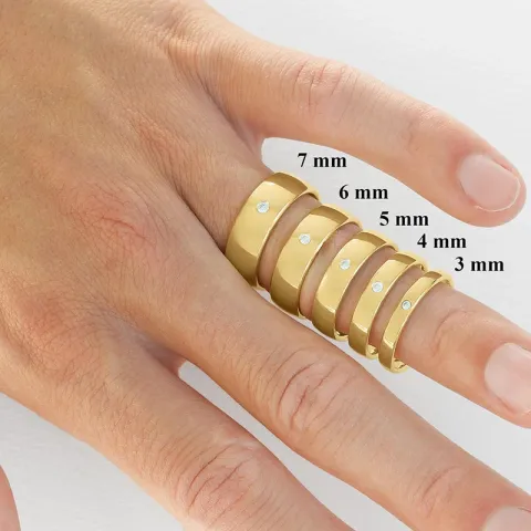6 ja 5 mm vihkisormusta 9 karaatin kultaa 0,03 ct - setit