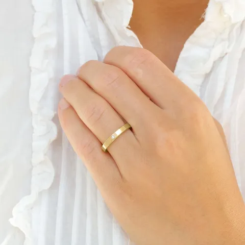 3 mm timantti vihkisormusta 14 karaatin kultaa - setit
