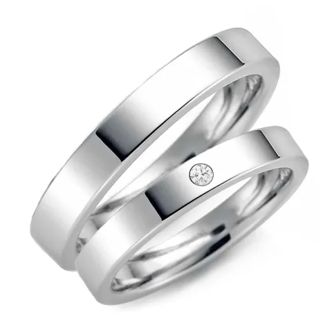 3 mm timantti vihkisormusta 9 karaatin valkokultaa - setit