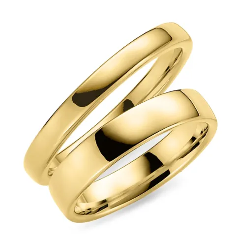 3 ja 5 mm vihkisormusta 9 karaatin kultaa - setit