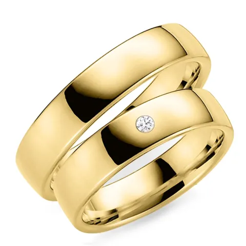 5 mm vihkisormusta 9 karaatin kultaa 0,03 ct - setit