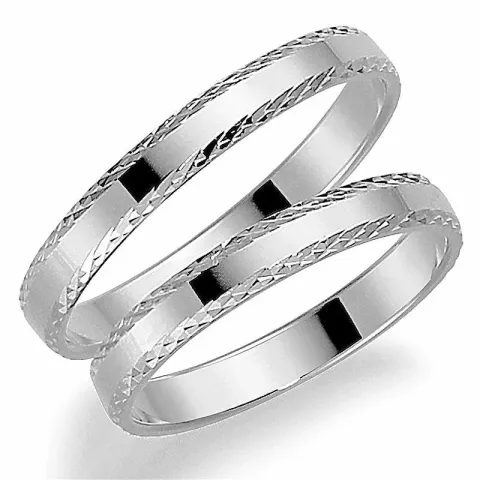 3 mm vihkisormusta 9 karaatin valkokultaa - setit