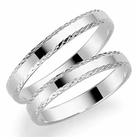 3 mm vihkisormusta 14 karaatin valkokultaa - setit