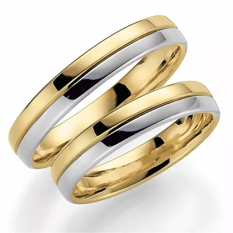 4 mm vihkisormusta 14 karaatin kulta ja valkokultaa - setit