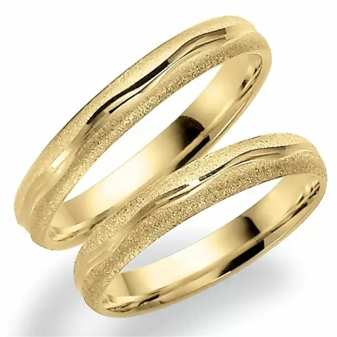 Karhea ja kiiltävä 3,5 mm vihkisormusta 9 karaatin kultaa - setit