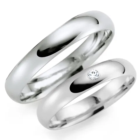 3 ja 5 mm vihkisormusta 9 karaatin valkokultaa 0,03 ct - setit