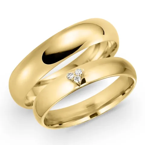 5 ja 4 mm vihkisormusta 9 karaatin kultaa 0,03 ct - setit