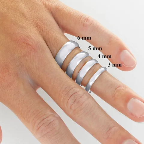 6 ja 3 mm vihkisormusta 9 karaatin valkokultaa 0,02 ct - setit