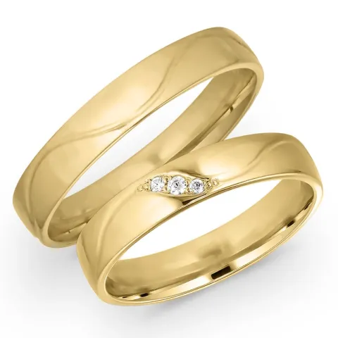 4 mm vihkisormusta 14 karaatin kultaa 0,008 ct ja 0,015 ct - setit