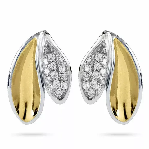 lehti zirkoni korvarenkaat  hopea kanssa kullattu hopea