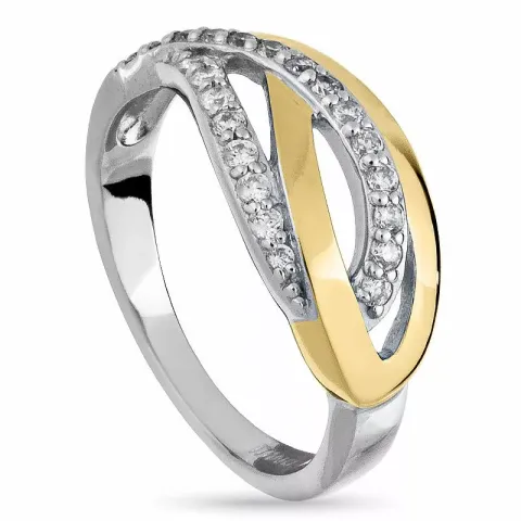 abstrakti zirkoni sormus hopeaa kullattua hopeaa