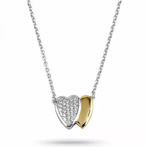 Kaksinkertaiset sydän zirkoni ankkurikaulaketju  hopeaa sydänriipus hopea