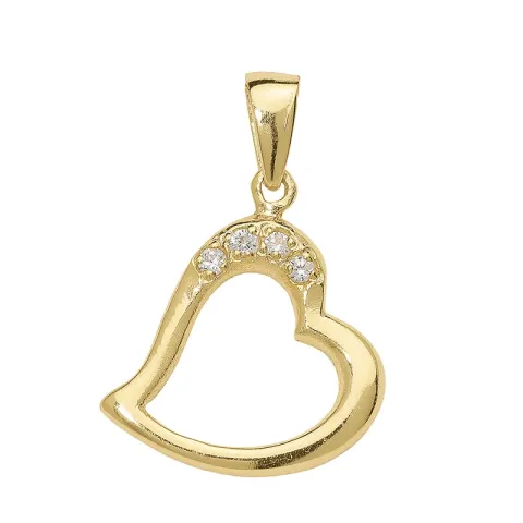 sydän zirkoni riipus  kullattua hopeaa