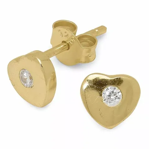 sydän zirkoni nappikorvakorut  kullattu hopea