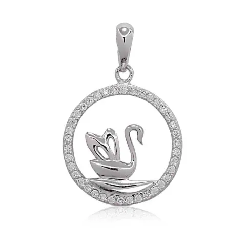 Pyöreä joutsen zirkoni riipus  hopeaa