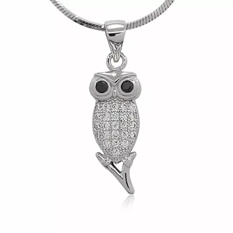 pöllö zirkoni riipus  hopeaa