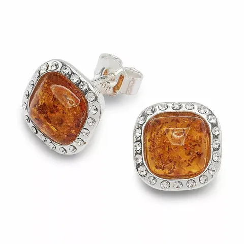 neliskulmainen nappikorvakorut  hopeaa