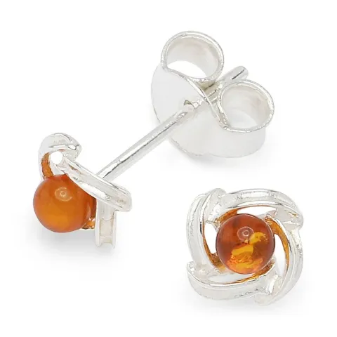 näytepakkaukset meripihka nappikorvakorut  hopeaa