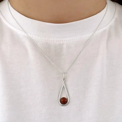 Elegantti pisara meripihka riipus hopeaa