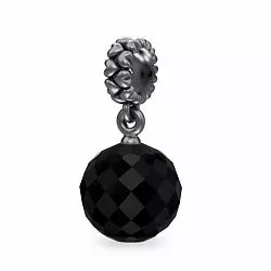 Spinning Black Crown Charm musta kristalli charm  oksidoitua sterlinghopeaa musta kristalli