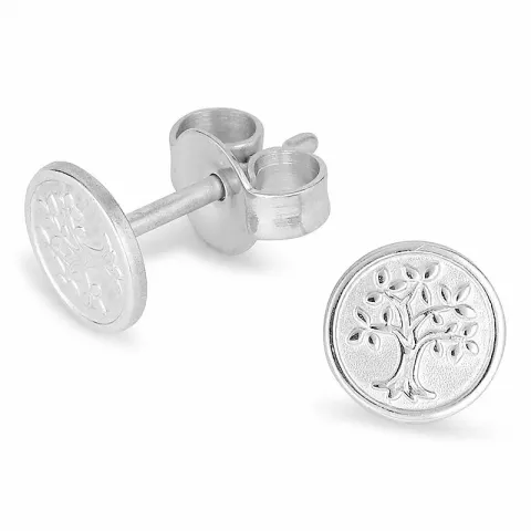 6 mm elämänpuu korvarenkaat rodinoitua hopeaa