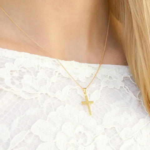 risti kaulaketju kullattua hopeaa riipus 8 karaatin kultaa - Amoré