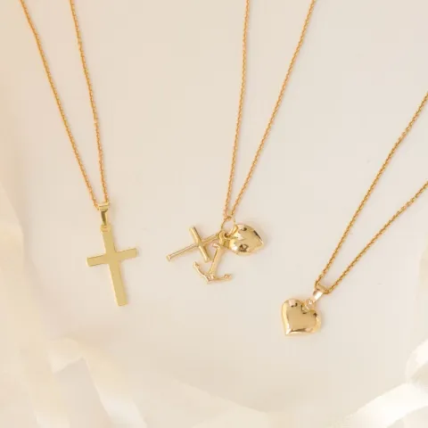 risti kaulaketju kullattua hopeaa riipus 8 karaatin kultaa - Amoré