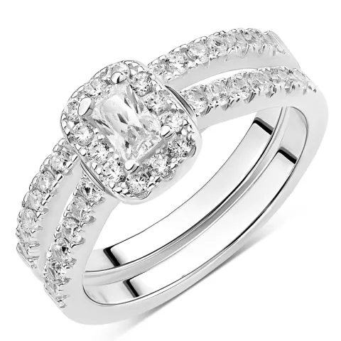 kaksinkertaiset zirkoni sormus hopea