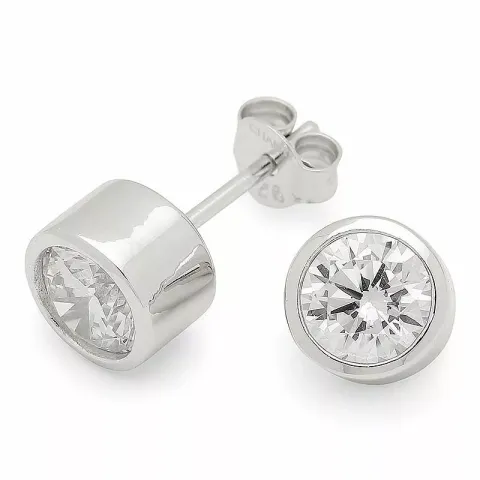 7,5 mm zirkoni nappikorvakorut hopea