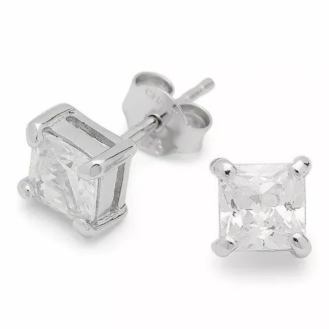 neliskulmainen 6 x 6 mm nappikorvakorut hopea