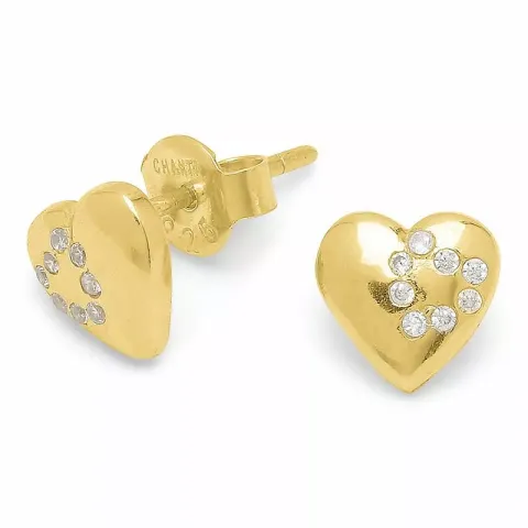 Kiiltävä sydän zirkoni korvarenkaat  kullattua hopeaa