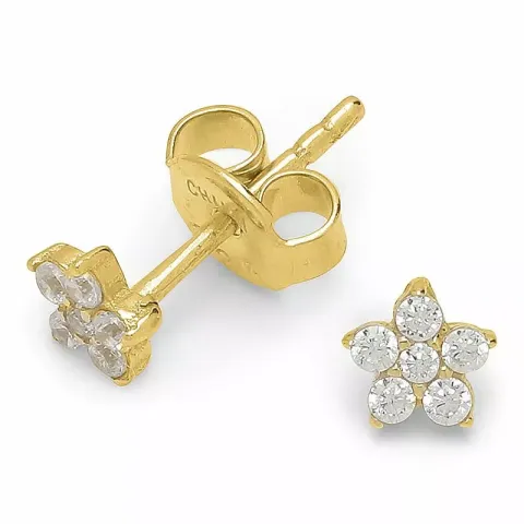 Pieniä kukka zirkoni korvarenkaat  kullattua hopeaa