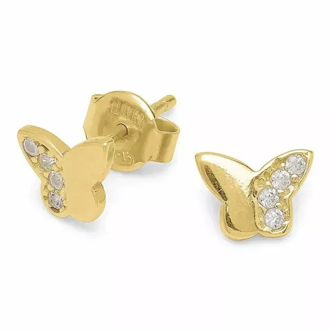 Pieniä perhoset nappikorvakorut  kullattua hopeaa