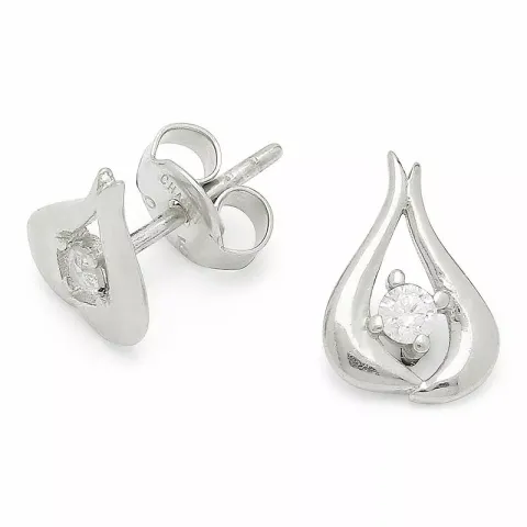 abstrakti zirkoni nappikorvakoru  hopea