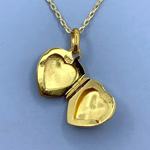 13 x 16 mm sydän medaljonki kullattua hopeaa