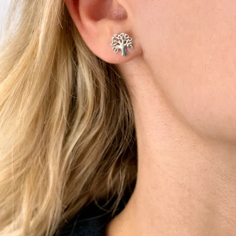 10 mm elämänpuu nappikorvakorut  hopea