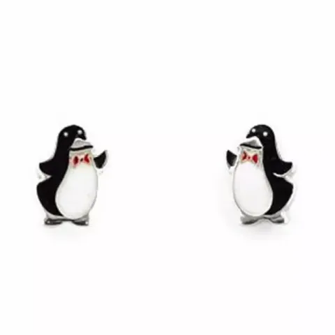 pingviini nappikorvakorut hopea
