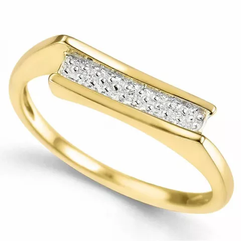 elegantti abstrakti timantti sormus 9 karaatin kulta ja valkokultaa 0,01 ct