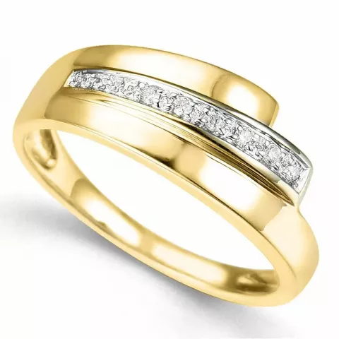 elegantti abstrakti timantti sormus 9 karaatin kulta ja valkokultaa 0,03 ct