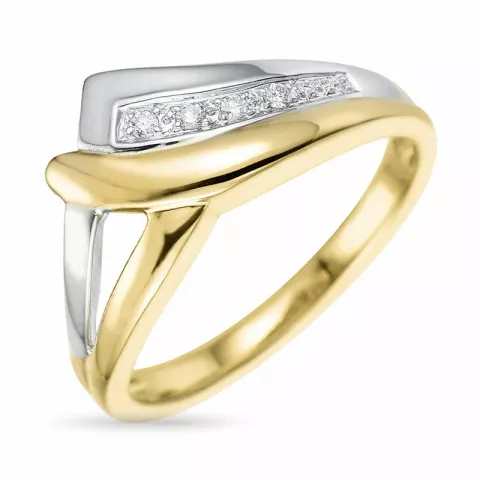 abstrakti timantti sormus 9 karaatin kulta ja valkokultaa 0,03 ct