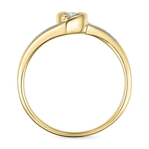 abstrakti timanttisormus 9 karaatin kulta ja valkokultaa 0,05 ct