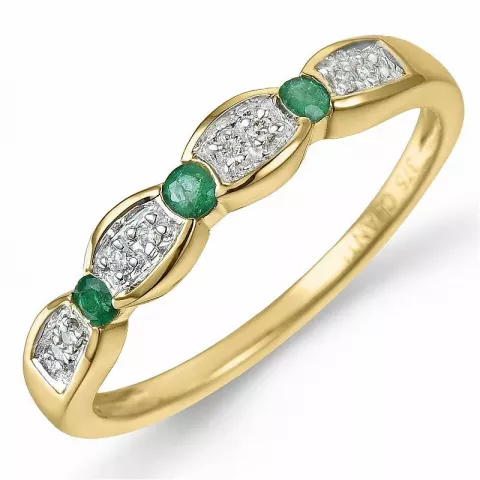 smaragdi timanttisormus 9 karaatin kulta ja valkokultaa 0,04 ct 0,13 ct