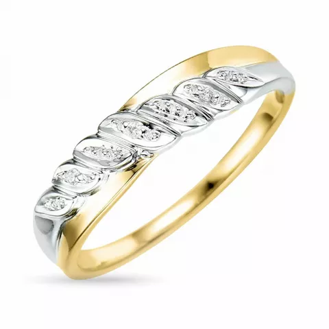 abstrakti timantti sormus 9 karaatin kulta ja valkokultaa 0,01 ct