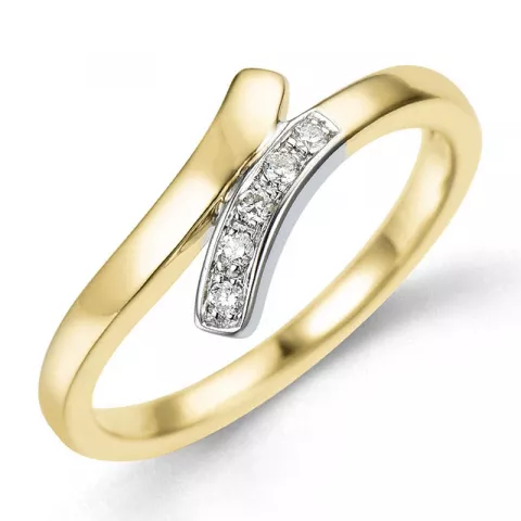abstrakti timantti sormus 9 karaatin kulta ja valkokultaa 0,05 ct