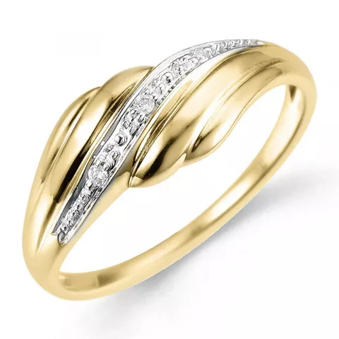 yksinkertainen abstrakti timantti sormus 9 karaatin kulta ja valkokultaa 0,02 ct