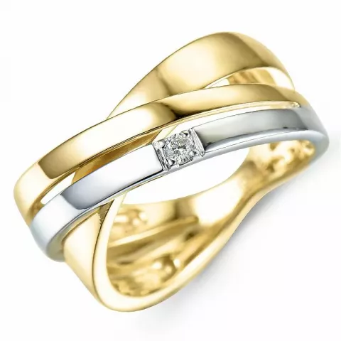 leveä timantti kulta sormus 9 karaatin kulta ja valkokultaa 0,03 ct